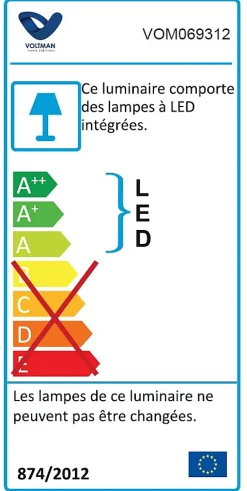 Applique extérieure filaire IP65 (1200Lm) Noir - Voltman