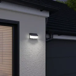 Applique extérieure murale LED solaire noir 6,3 W IP44 détecteur de mouvement H.5,3 cm