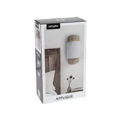 Applique incurvée rotin et tissu blanc Ostaria