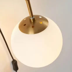 Applique laiton verre blanc avec câble et interrupteur - Robyn