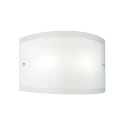 Applique Lecce verre satiné blanc 35x12cm, 1xE27 max 42W, structure métal chromé, IP20, style épuré, ampoule non incluse