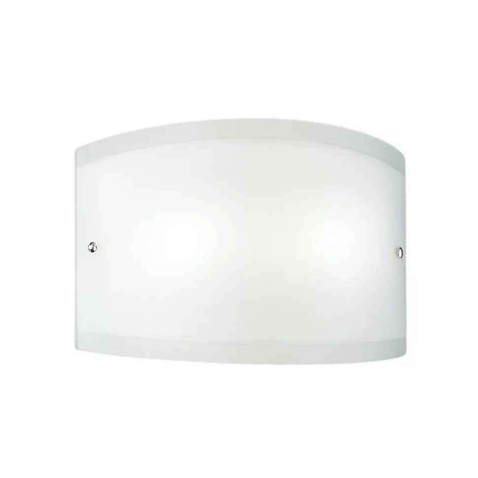 Applique Lecce verre satiné blanc 35x12cm, 1xE27 max 42W, structure métal chromé, IP20, style épuré, ampoule non incluse