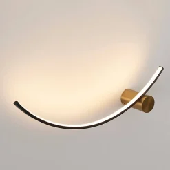 Applique LED demi cercle noir support laiton - Curva