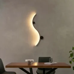 Applique LED design longue vague double support noir - Curva