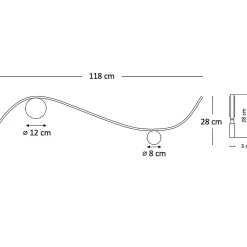 Applique LED design longue vague double support noir - Curva