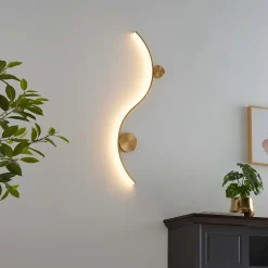 Applique LED design longue vague double support laiton - Curva