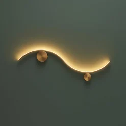 Applique LED design longue vague double support laiton - Curva