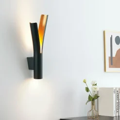 Applique LED design noire double éclairage - Nelia