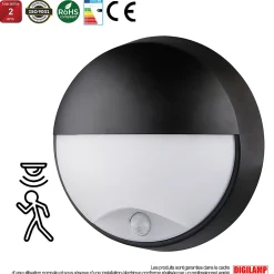 Applique Led Extérieure Avec Détecteur De Mouvement hublot sensor 14W 650lm blanc neutre 4000k IP54