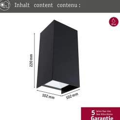 Applique LED Flame IP44 carré 102x220mm 3000K 2x5,8W 2x540lm 230V 105 Anthracite Aluminium