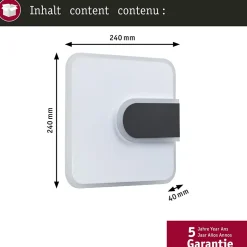 Applique LED 2Form 4000K 1520lm / 0lm 230V 12,5W / 3,6W Blanc Noir