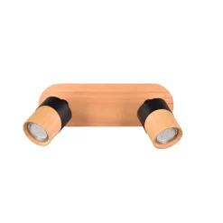 Applique Led GU10 support et douille bois métal noir -Trio - Aruni II