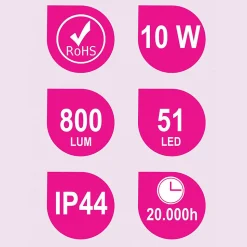 Applique LED GUE 10W, 30 cm, finition chrome brillant, 6000 K, en aluminium Kibath