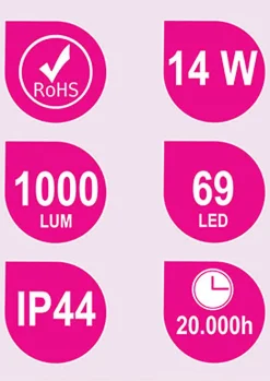 Applique LED GUE 14W, 60 cm, finition chrome brillant, 6000 K, en aluminium Kibath