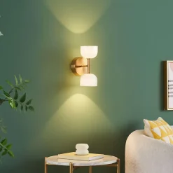 Applique LED laiton à deux globes opalins en verre - Nysséa