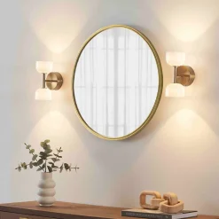 Applique LED laiton à deux globes opalins en verre - Nysséa