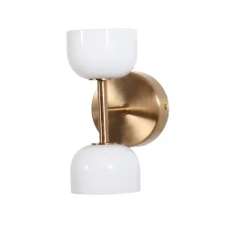 Applique LED laiton à deux globes opalins en verre - Nysséa