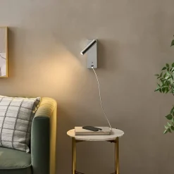 Applique LED liseuse chromée port USB et variateur intégrée - Tofino