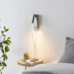 Applique LED liseuse chromée port USB et variateur intégrée - Tofino