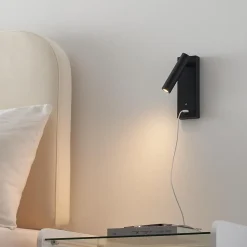 Applique LED liseuse noire avec port USB dimmable - Tofino