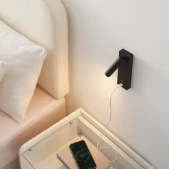 Applique LED liseuse noire avec port USB dimmable - Tofino