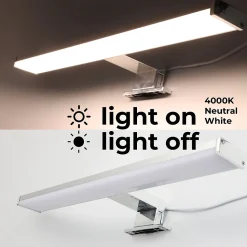 Applique LED Miroir Salle de Bain 10W IP44 Chromée Lumière Blanche Neutre 4000K Aluminium Slim 40 cm