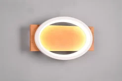 Applique Led murale ou plafond 16W blanc mat bois naturel - Trio - Barca