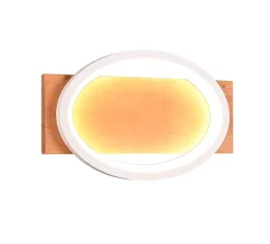 Applique Led murale ou plafond 16W blanc mat bois naturel - Trio - Barca