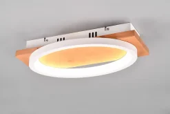 Applique Led murale ou plafond 16W blanc mat bois naturel - Trio - Barca