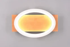 Applique Led murale ou plafond 16W blanc mat bois naturel - Trio - Barca