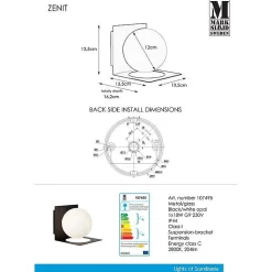 Applique Led murale étanche design Joakim Thedin noire - Markslöjd - Zenit