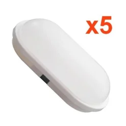 Applique LED Murale 20W Blanche Ovale IP65 (Pack de 5) - Blanc Froid 6000K - 8000K - SILAMP