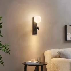 Applique LED noire double éclairage liseuse et verre blanc - Avelysa