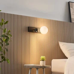 Applique LED noire double éclairage liseuse et verre blanc - Avelysa