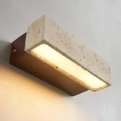 Applique LED orientable en bois et pierre claire naturelle - Varelli