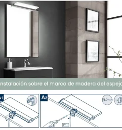 Applique LED pour miroir de salle de bain - Lumière blanche froide (5300K) - 14 x 1.2 x 30cm - Luna Model