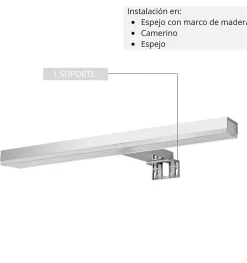 Applique LED pour miroir de salle de bain avec prise - Lumière blanche neutre (4000K) - 28cm - Pegasus Model