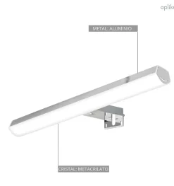 Applique LED pour miroir de salle de bain - Lumière blanche neutre (4000K) - 11, 6 x 3 x 50 cm - Sky Model