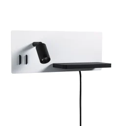 Applique LED Serra USB C 2700K 520lm / 180lm 230V 5,5W / 2,6W gradable Blanc dépoli Noir mat