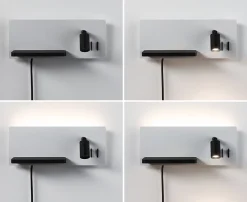 Applique LED Serra USB C 2700K 520lm / 180lm 230V 5,5W / 2,6W gradable Blanc dépoli Noir mat