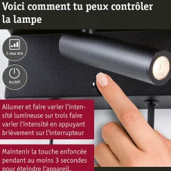 Applique LED 3-Step-Dim Jerik USB C 3000K 160lm 230V 2,4W gradable Noir mat