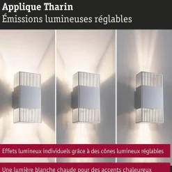 Applique LED Tharin IP44 3000K 120x250mm 2x3,7W Argent