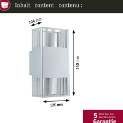 Applique LED Tharin IP44 3000K 120x250mm 2x3,7W Argent