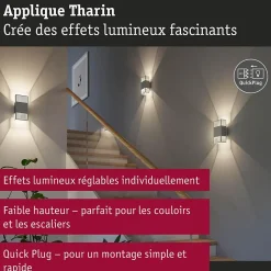 Applique LED Tharin IP44 3000K 120x250mm 2x3,7W Argent