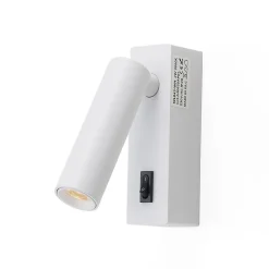 Applique LED 2W 3000K orientable en aluminium blanc avec interrupteur à bouton PISA le montage sur têtes de lit ou surfa