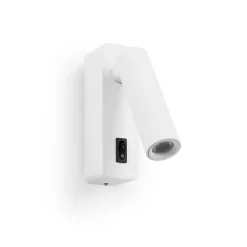Applique LED 2W 3000K orientable en aluminium blanc avec interrupteur à bouton PISA le montage sur têtes de lit ou surfa