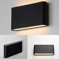Applique LED 12W SAFATA IP54 pour extérieurintérieur design rectangulaire en aluminium noir éclairage haut et bas 2700K
