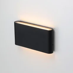 Applique LED 12W SAFATA IP54 pour extérieurintérieur design rectangulaire en aluminium noir éclairage haut et bas 2700K
