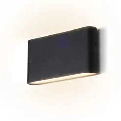 Applique LED 12W SAFATA IP54 pour extérieurintérieur design rectangulaire en aluminium noir éclairage haut et bas 2700K
