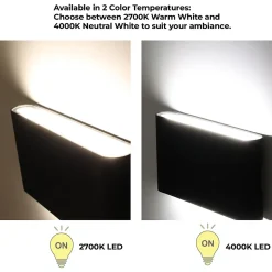 Applique LED 12W SAFATA IP54 pour extérieurintérieur design rectangulaire en aluminium noir éclairage haut et bas 2700K